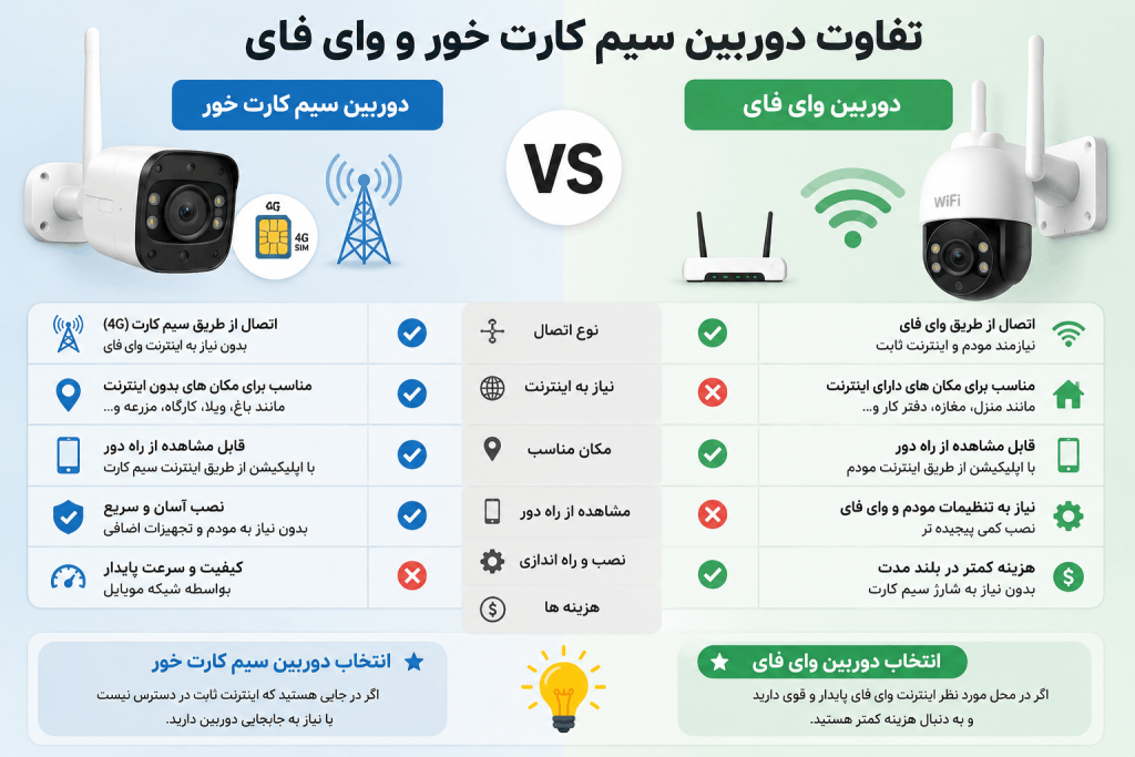 تفاوت دوربین سیم کارت خور و وای فای